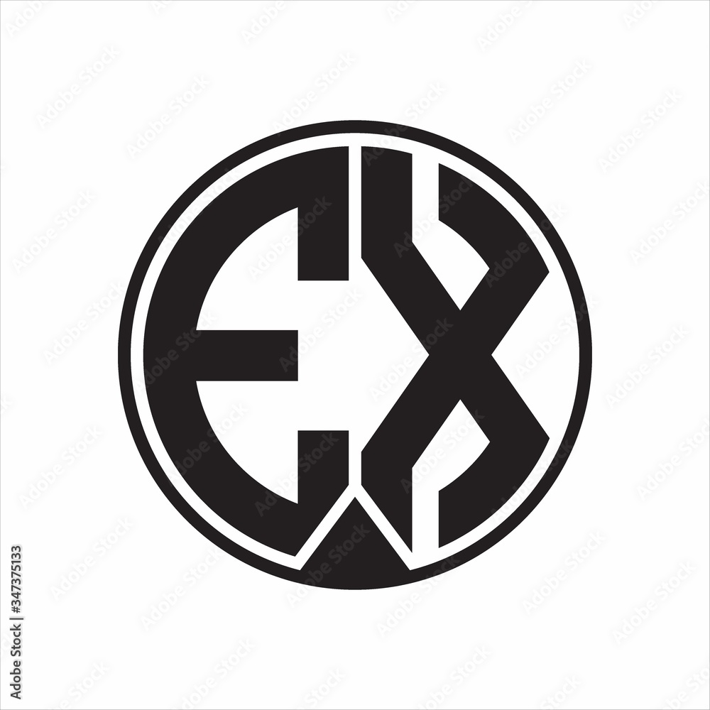 EX Logo monogram circle with piece ribbon style on white background EX Logo monogram circle with piece ribbon style on white background