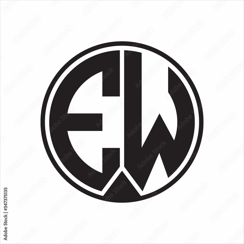 EW Logo monogram circle with piece ribbon style on white background EW Logo monogram circle with piece ribbon style on white background