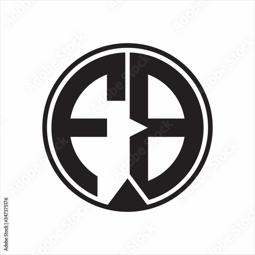 FB Logo monogram circle with piece ribbon style on white background