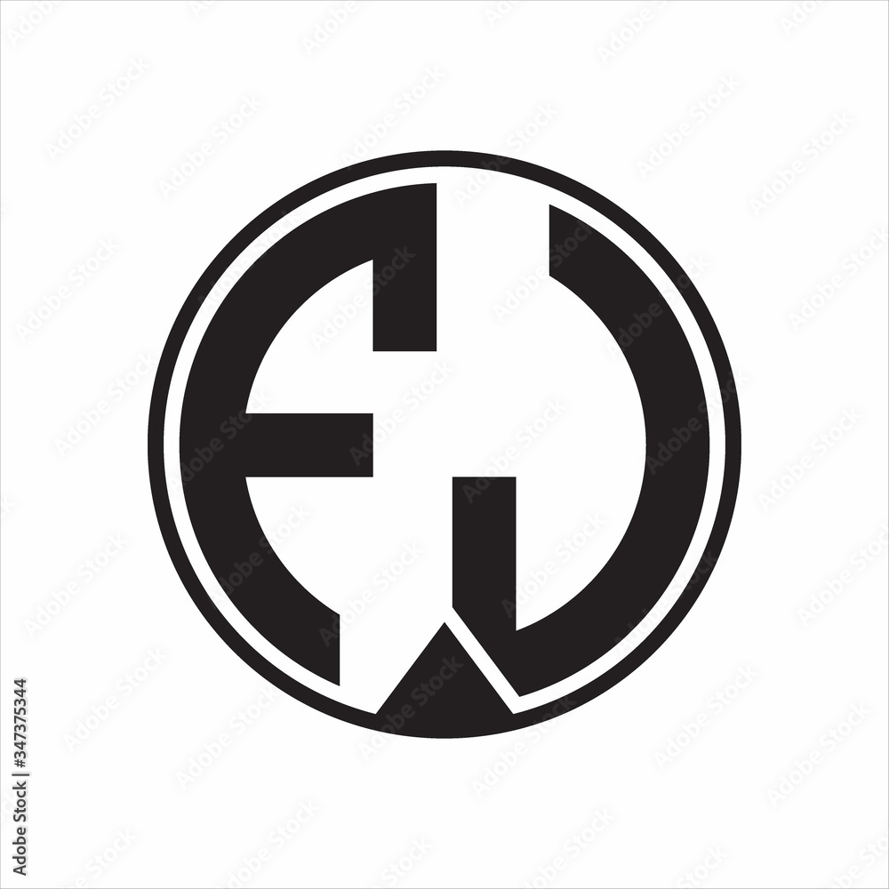 FJ Logo monogram circle with piece ribbon style on white background FJ Logo monogram circle with piece ribbon style on white background