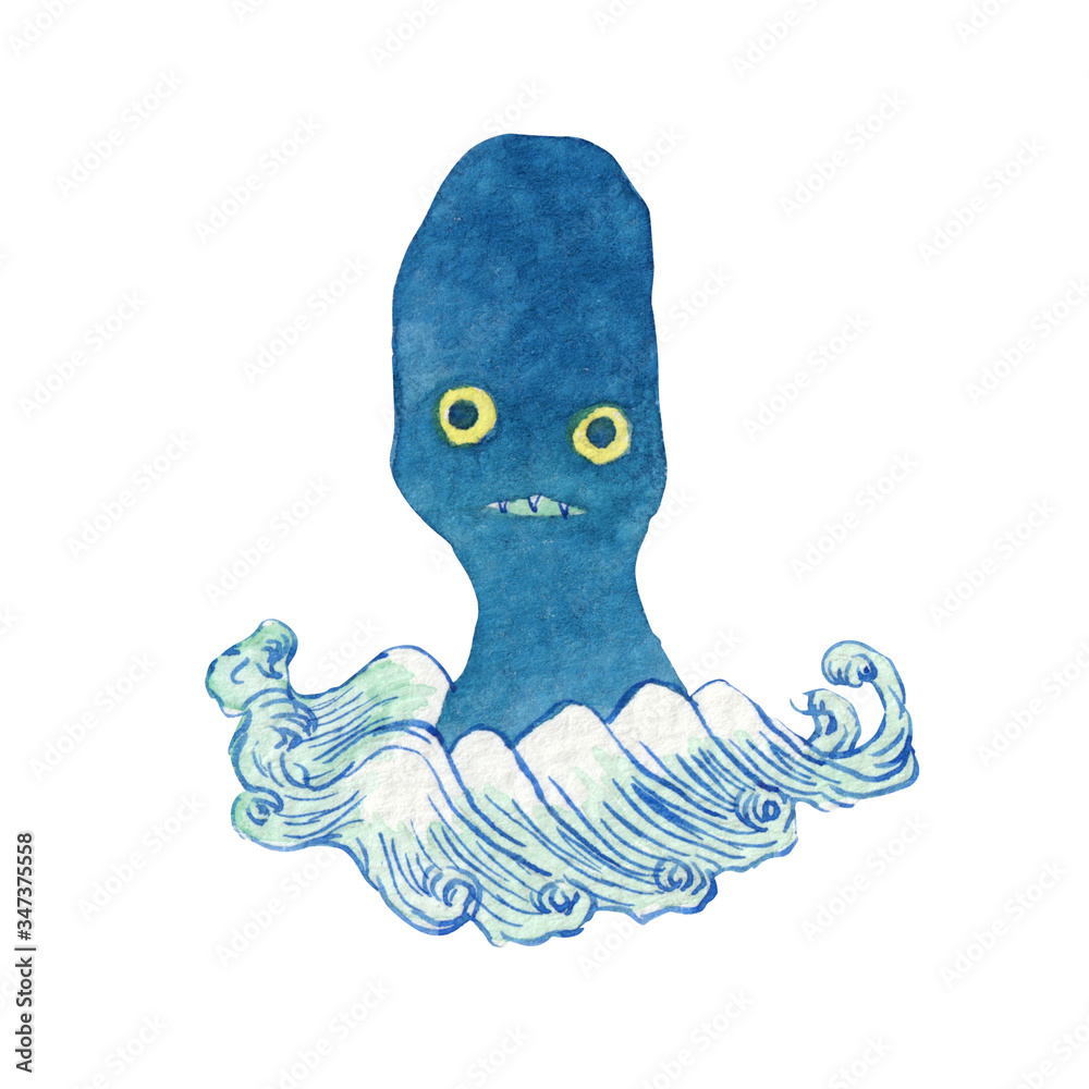 海坊主妖怪お化け日本水彩イラストstock Illustration Adobe Stock
