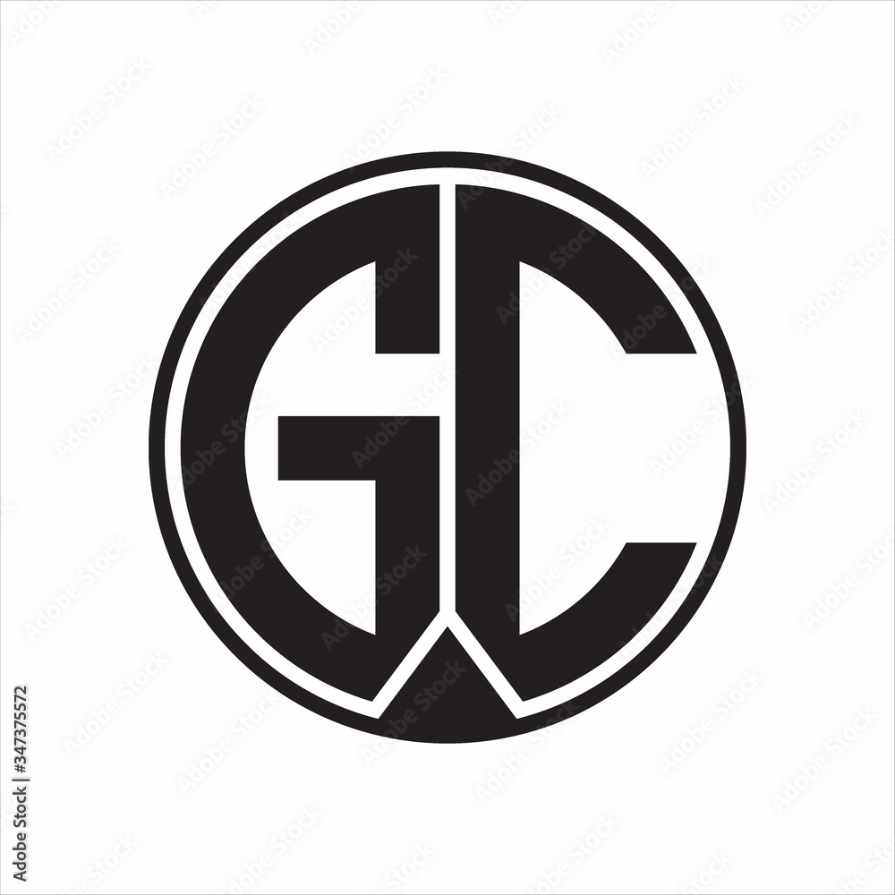GC Logo monogram circle with piece ribbon style on white background GC Logo monogram circle with piece ribbon style on white background