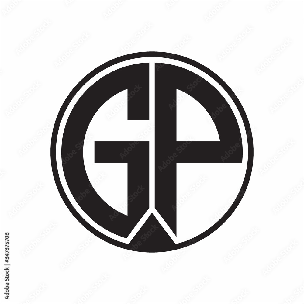 GP Logo monogram circle with piece ribbon style on white background GP Logo monogram circle with piece ribbon style on white background