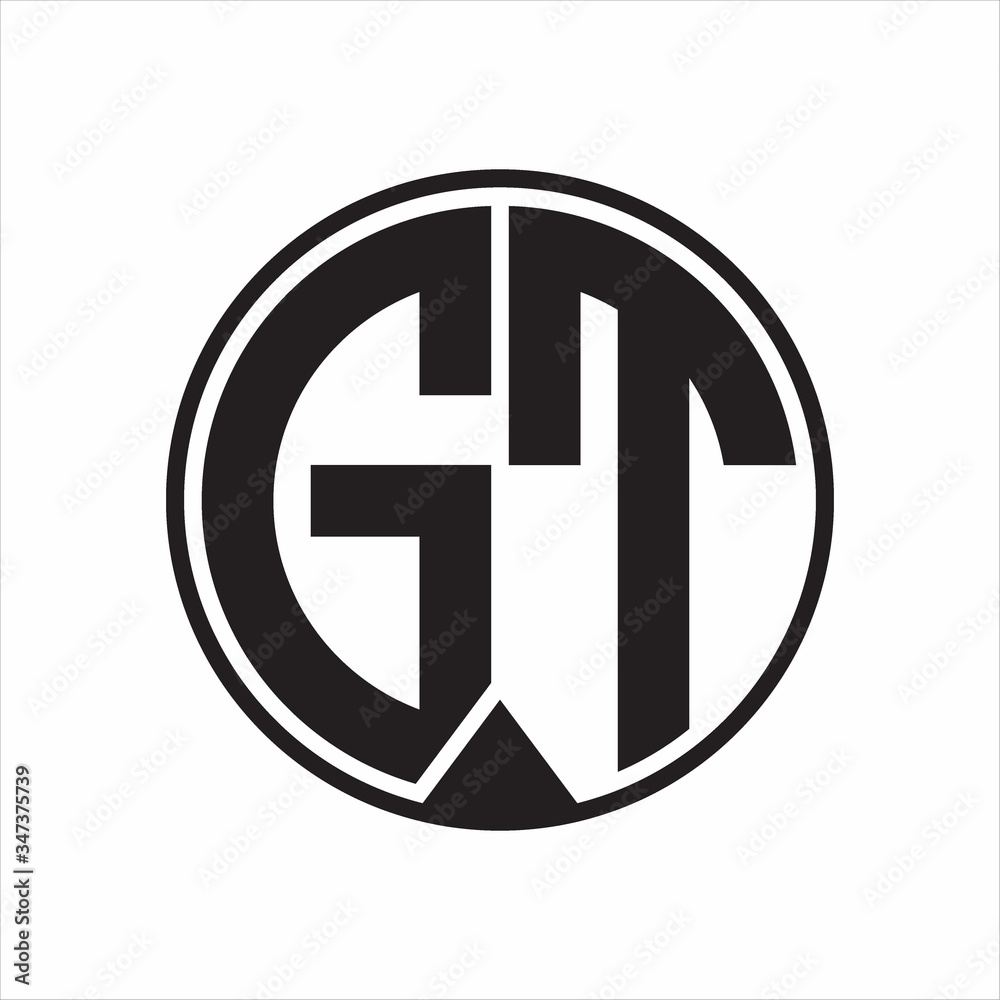 GT Logo monogram circle with piece ribbon style on white background GT Logo monogram circle with piece ribbon style on white background