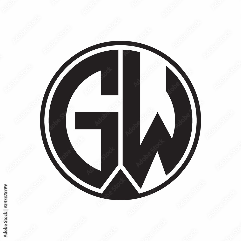 GW Logo monogram circle with piece ribbon style on white background GW Logo monogram circle with piece ribbon style on white background