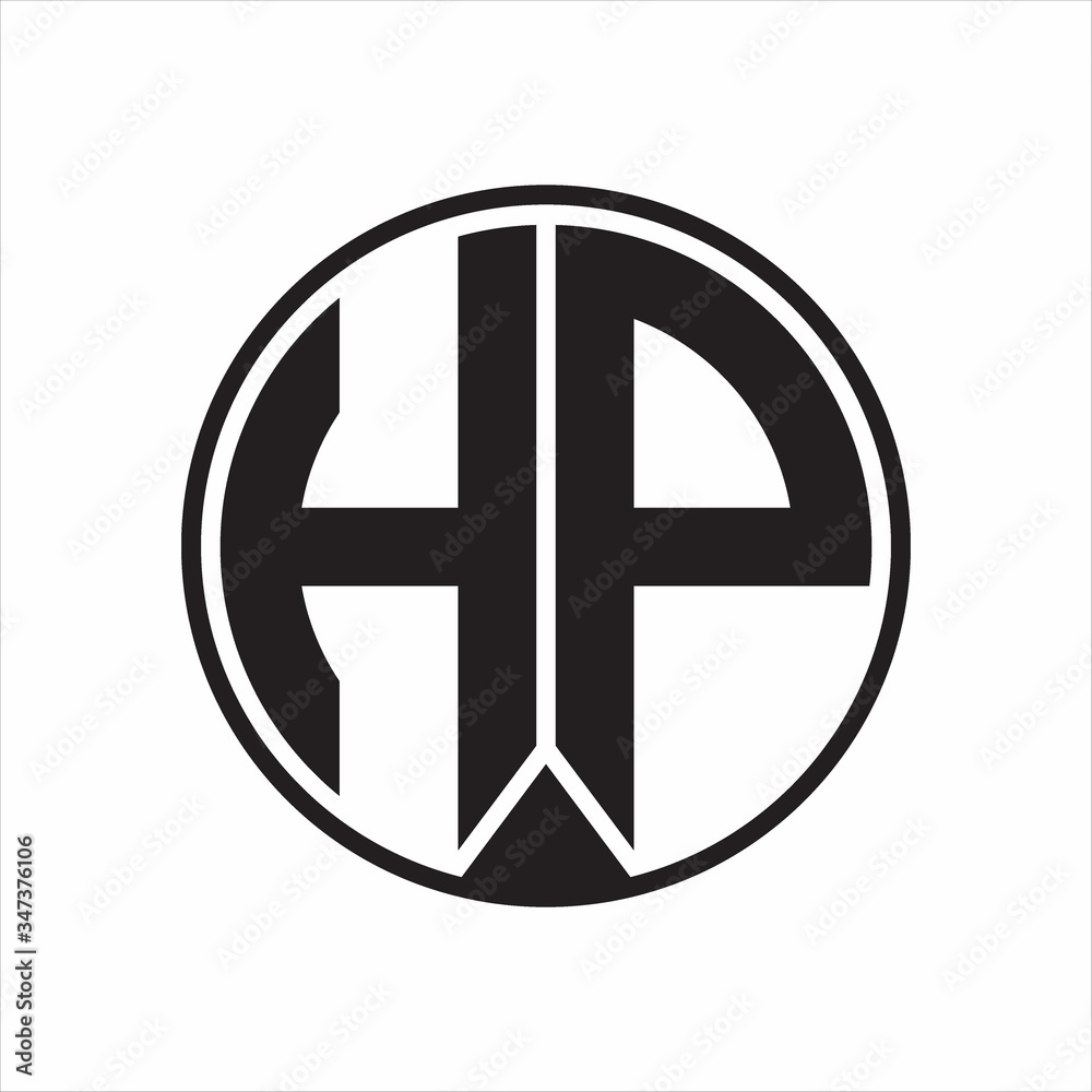 HP Logo monogram circle with piece ribbon style on white background HP Logo monogram circle with piece ribbon style on white background