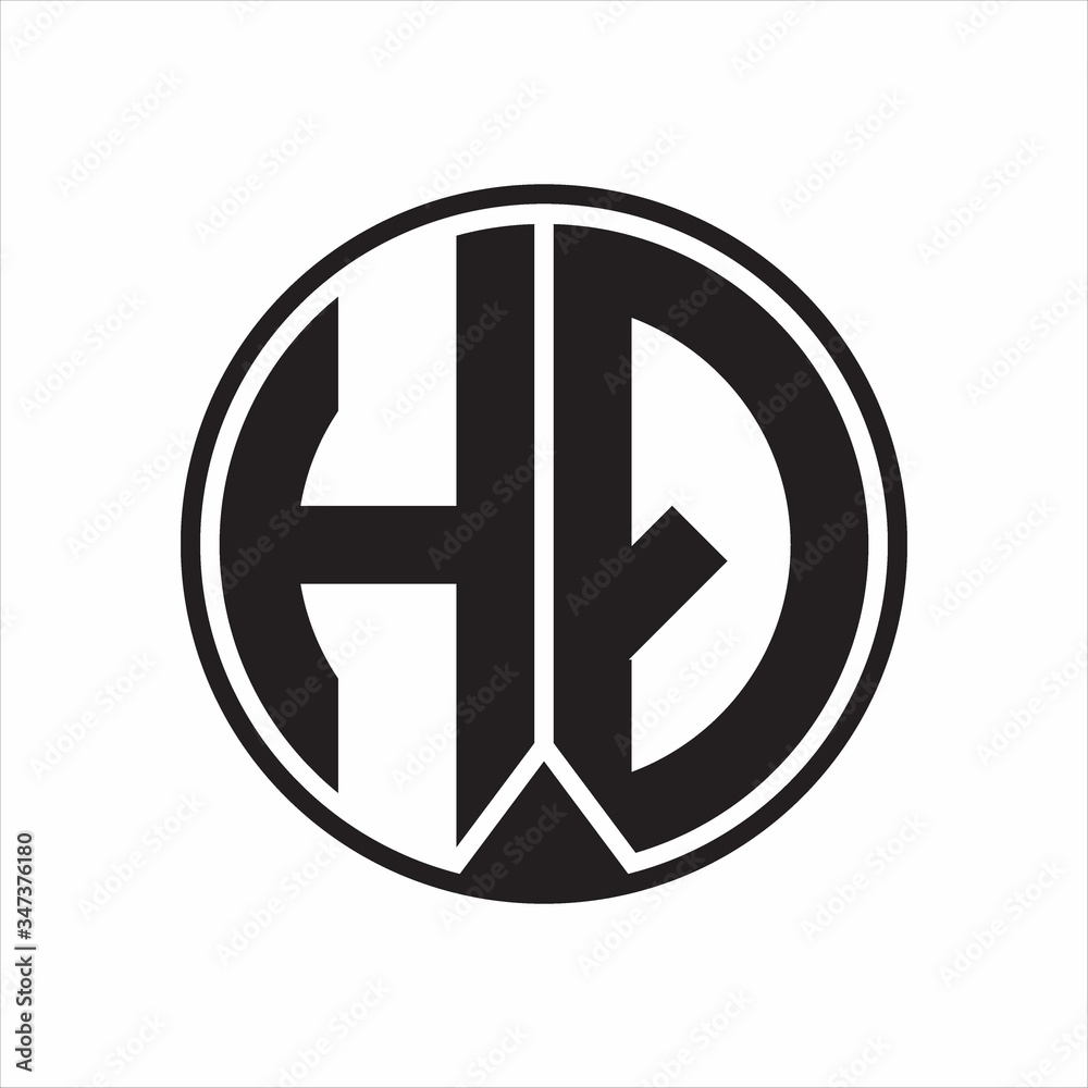 HQ Logo monogram circle with piece ribbon style on white background HQ Logo monogram circle with piece ribbon style on white background