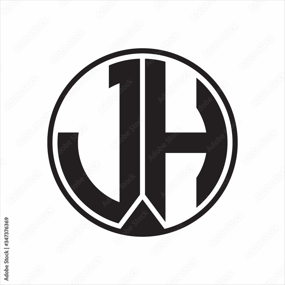 JH Logo monogram circle with piece ribbon style on white background JH Logo monogram circle with piece ribbon style on white background