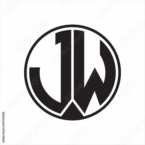 Free Download JW Logo monogram circle with piece ribbon style on white background - GFXLoad