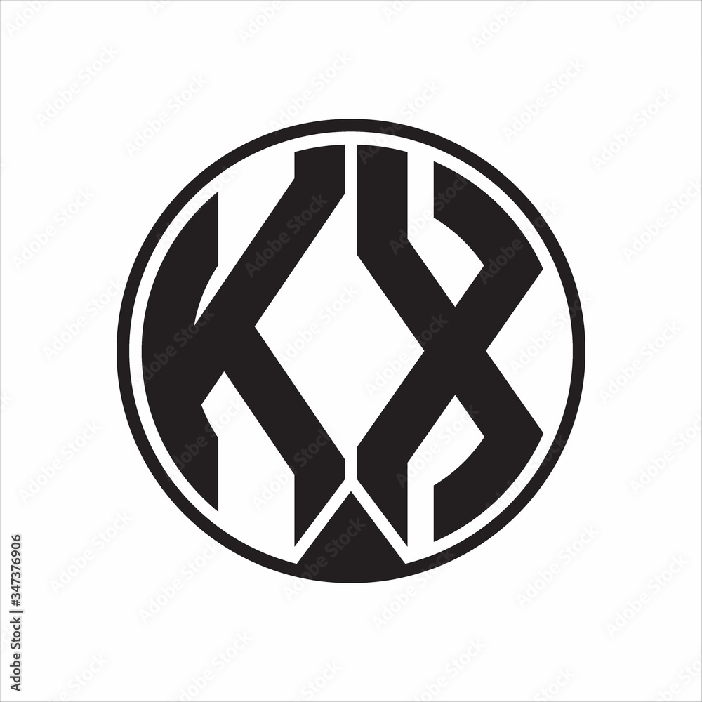 KX Logo monogram circle with piece ribbon style on white background KX Logo monogram circle with piece ribbon style on white background