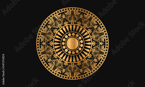 Geometric mandala in golden color