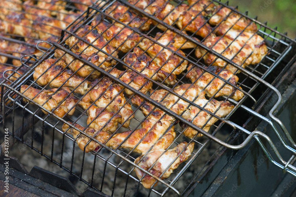 chicken egs on a barbecue grill