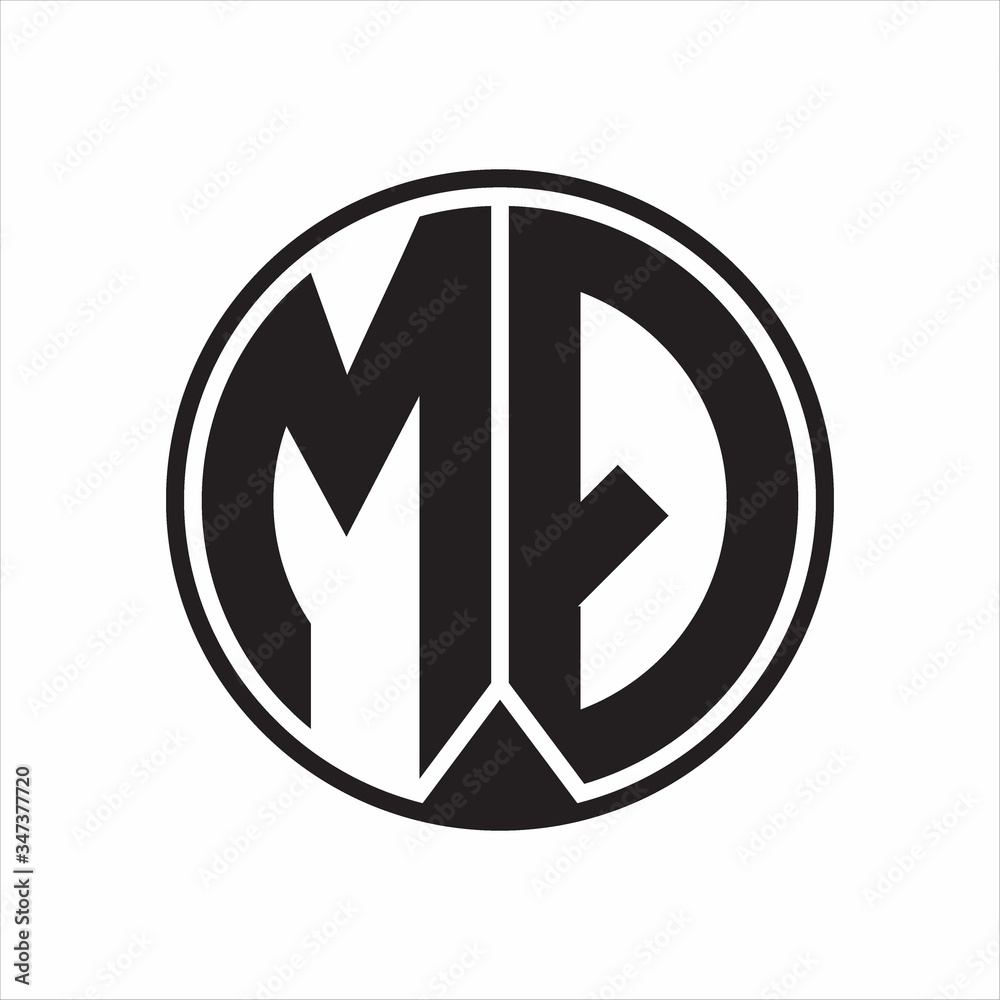 MQ Logo monogram circle with piece ribbon style on white background