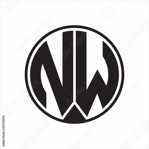NW Logo monogram circle with piece ribbon style on white background