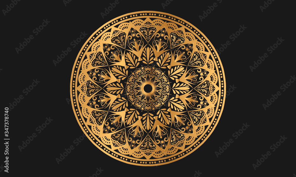 Luxury geometric geometric mandala in golden color 