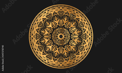 Luxury geometric geometric mandala in golden color 