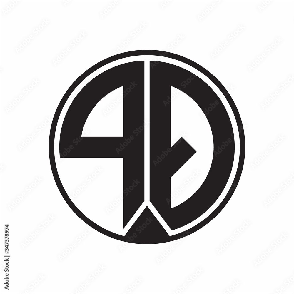 PQ Logo monogram circle with piece ribbon style on white background PQ Logo monogram circle with piece ribbon style on white background