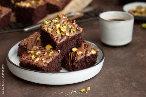 Homemade Chocolate Brownie with pistachios
