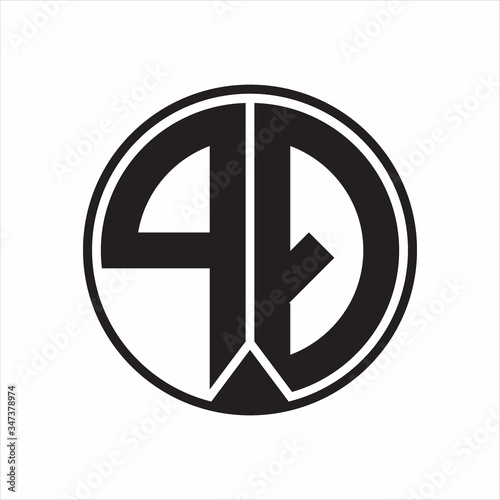 PQ Logo monogram circle with piece ribbon style on white background