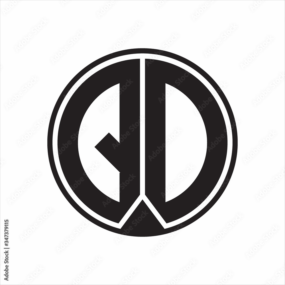 QD Logo monogram circle with piece ribbon style on white background QD Logo monogram circle with piece ribbon style on white background