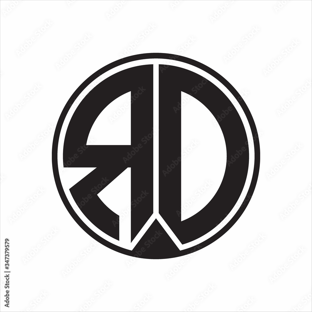 RD Logo monogram circle with piece ribbon style on white background RD Logo monogram circle with piece ribbon style on white background