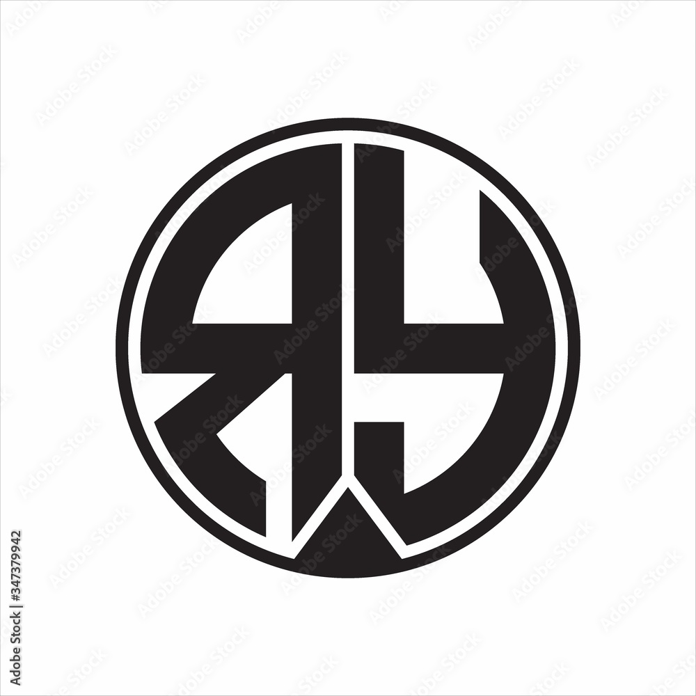 RY Logo monogram circle with piece ribbon style on white background RY Logo monogram circle with piece ribbon style on white background