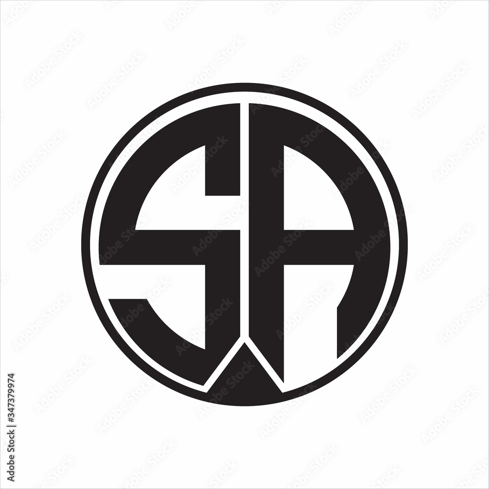 SA Logo monogram circle with piece ribbon style on white background SA Logo monogram circle with piece ribbon style on white background