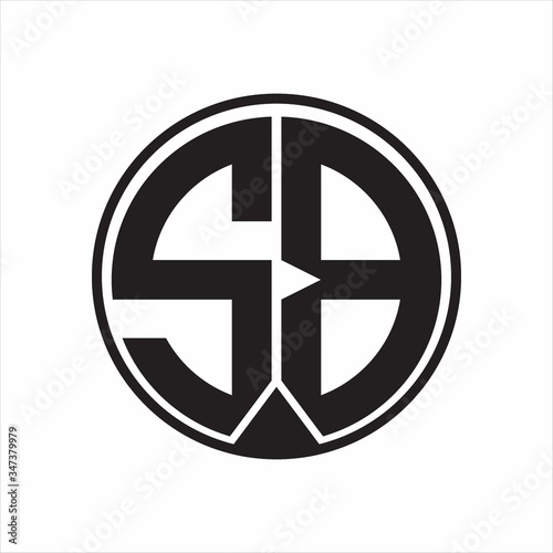 SB Logo monogram circle with piece ribbon style on white background