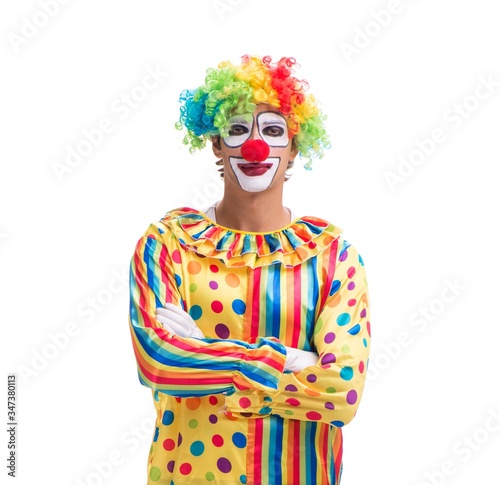 Foto Funny clown isolated on white background
