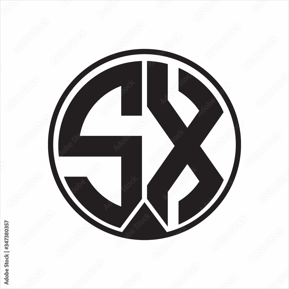 SX Logo monogram circle with piece ribbon style on white background SX Logo monogram circle with piece ribbon style on white background