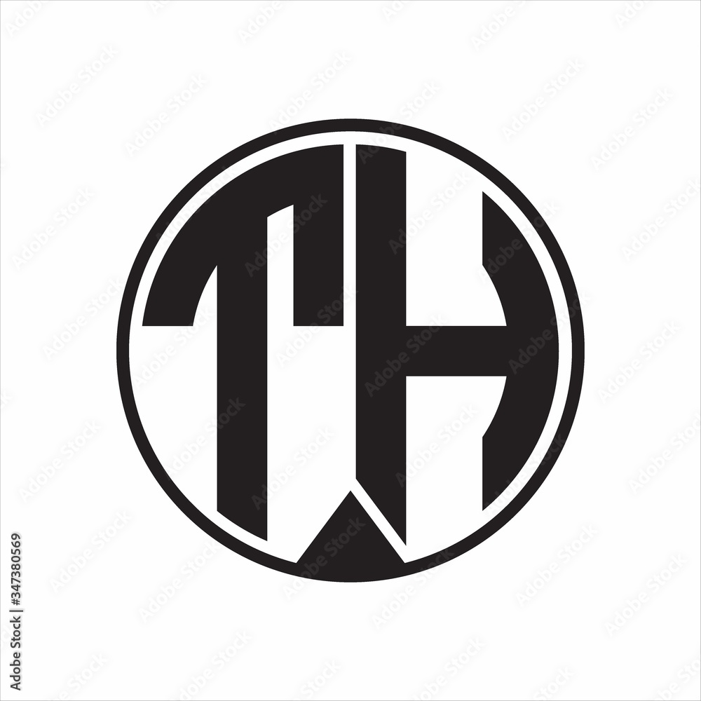 TH Logo monogram circle with piece ribbon style on white background TH Logo monogram circle with piece ribbon style on white background