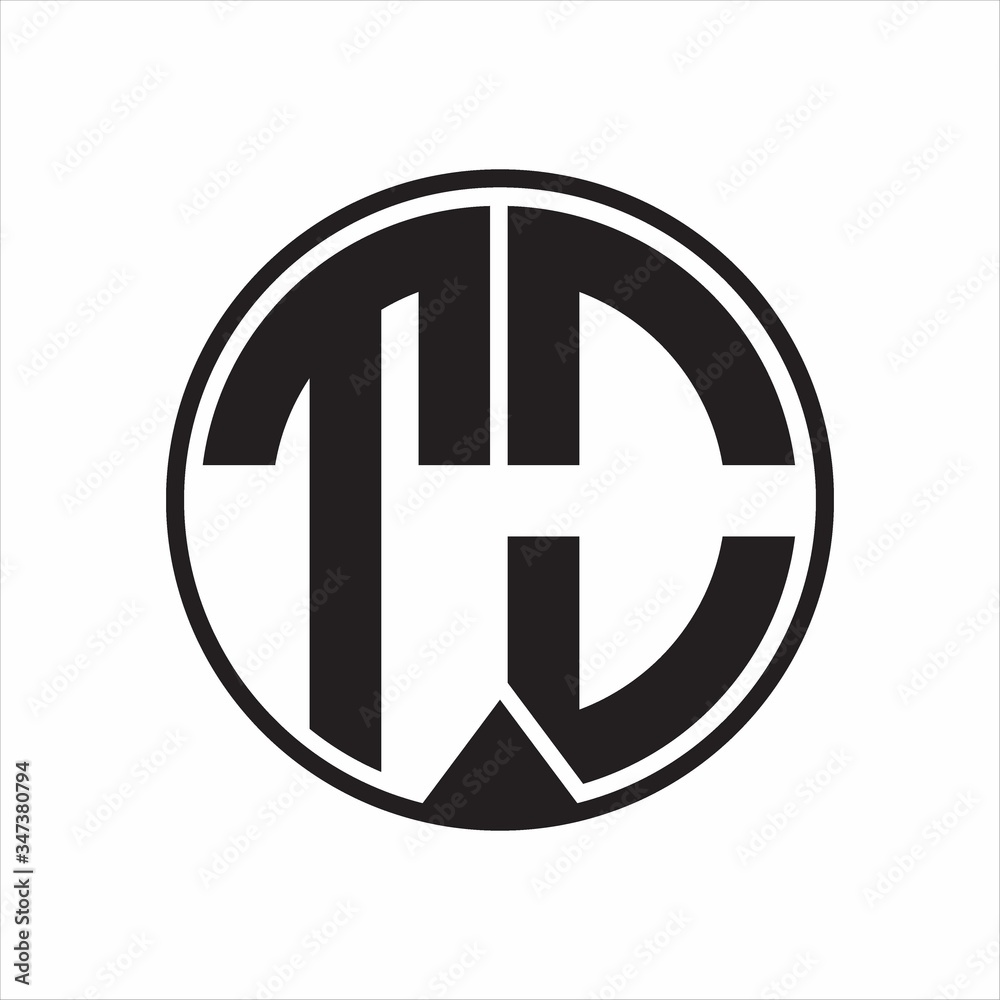 TO Logo monogram circle with piece ribbon style on white background