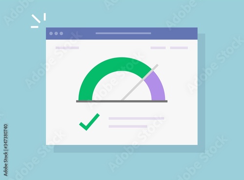 Speed of website vector internet page loading or fast seo optimization web site performance test check icon flat, concept of load time speedometer software tool for downloading score isolated