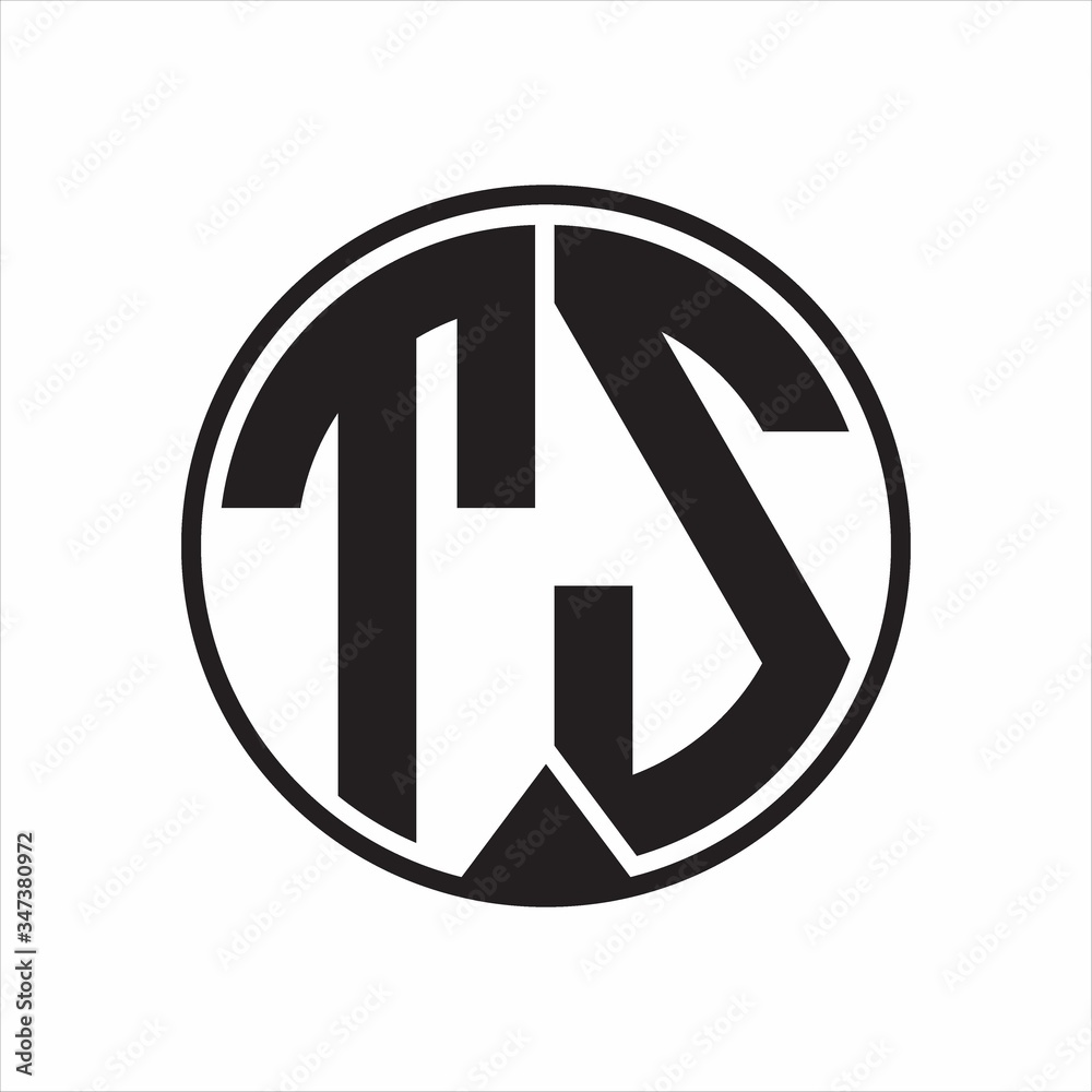 TS Logo monogram circle with piece ribbon style on white background TS Logo monogram circle with piece ribbon style on white background