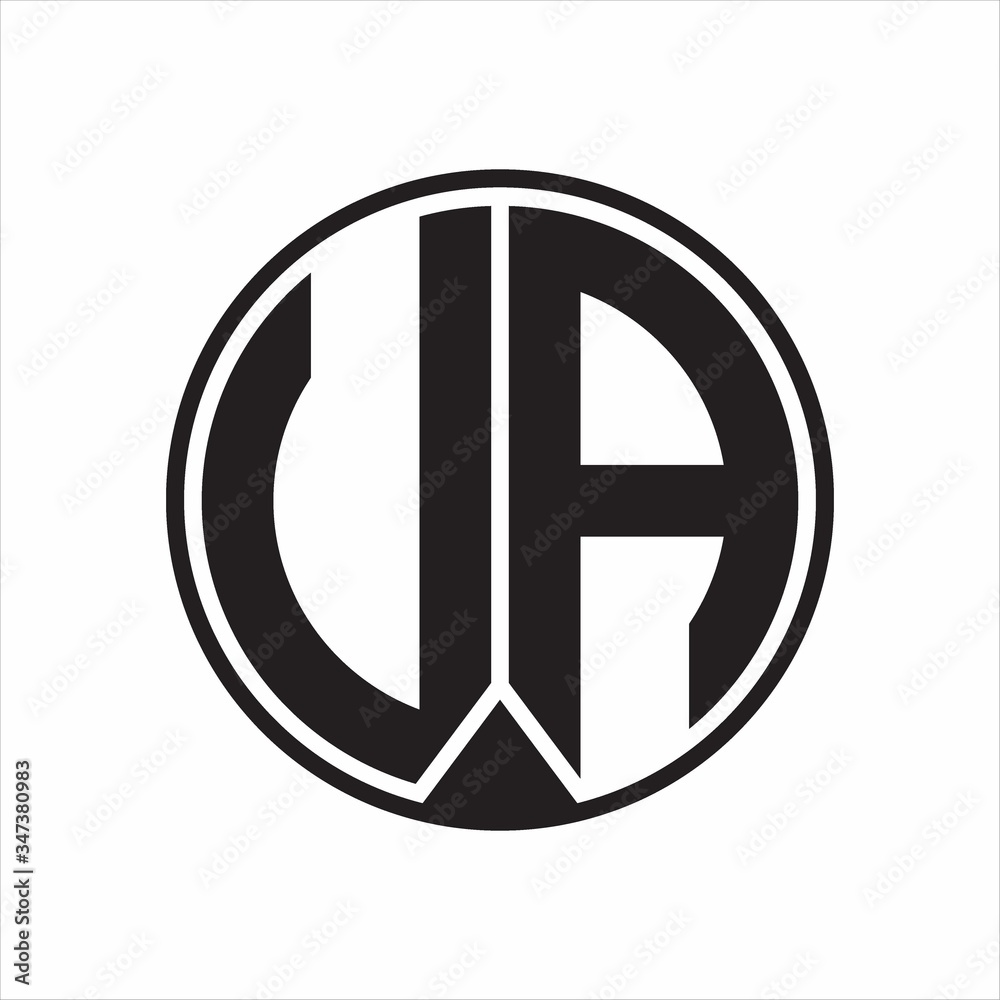 UA Logo monogram circle with piece ribbon style on white background UA Logo monogram circle with piece ribbon style on white background
