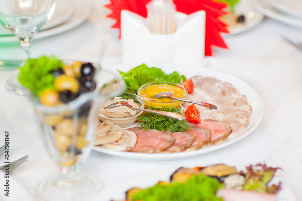 cold cuts on the festive table