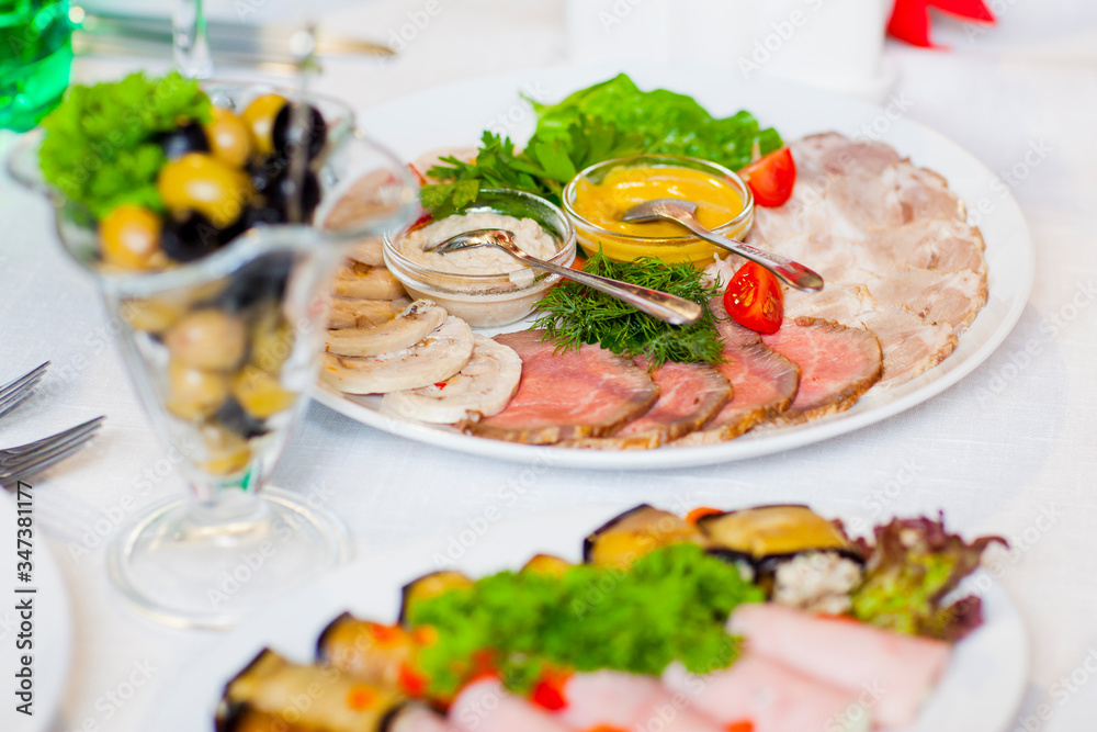 cold cuts on the festive table