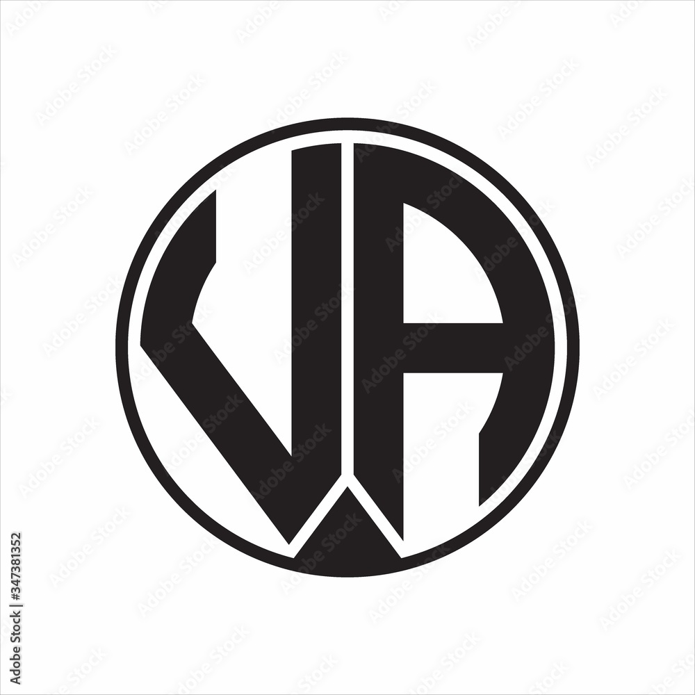 VA Logo monogram circle with piece ribbon style on white background VA Logo monogram circle with piece ribbon style on white background