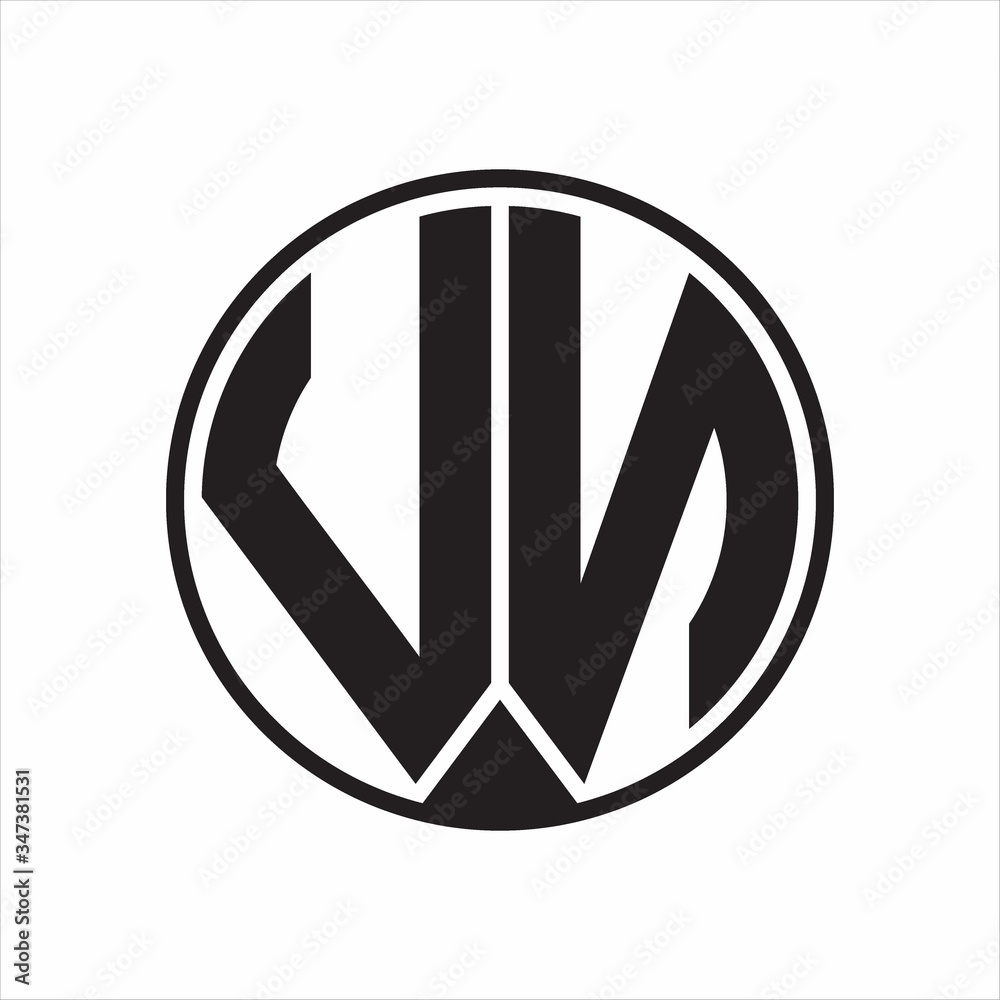 VN Logo monogram circle with piece ribbon style on white background