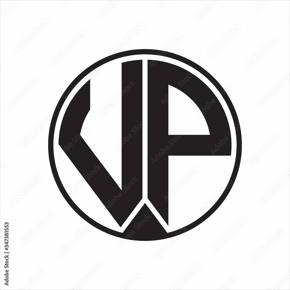 VP Logo monogram circle with piece ribbon style on white background VP Logo monogram circle with piece ribbon style on white background