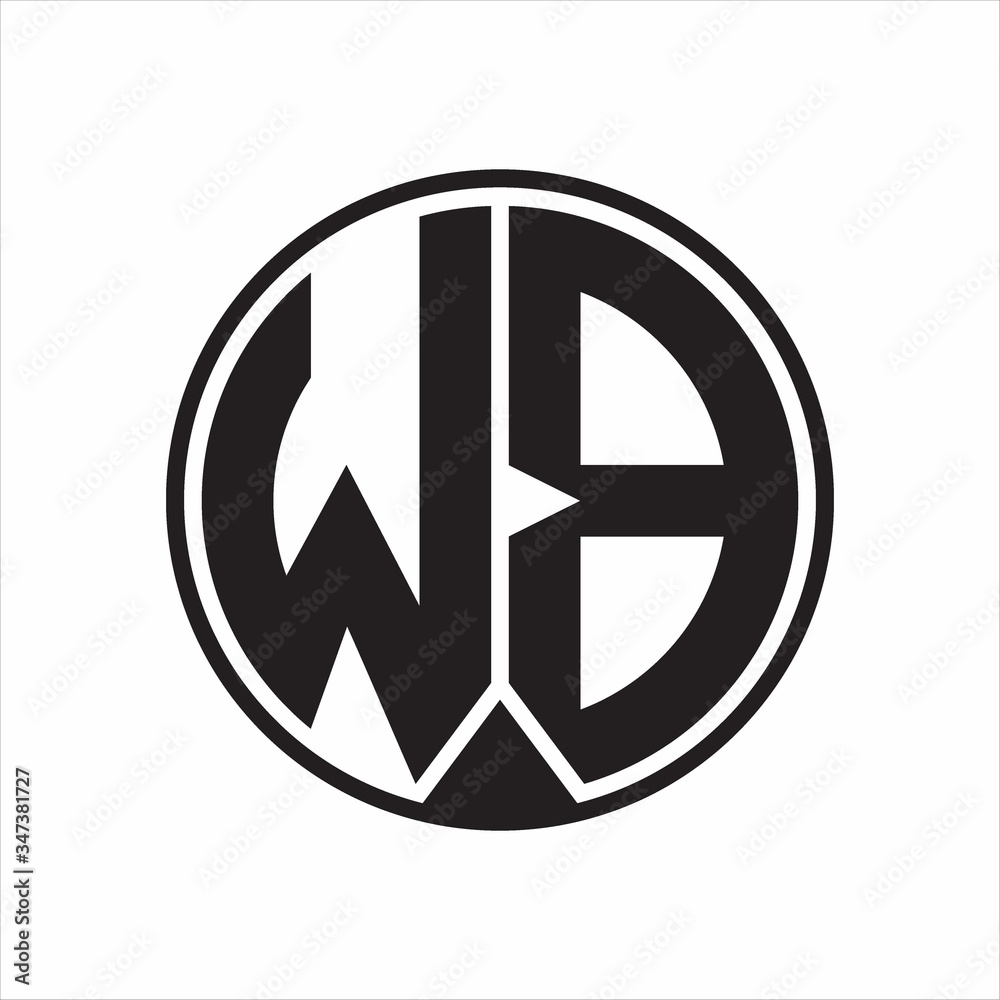 WB Logo monogram circle with piece ribbon style on white background WB Logo monogram circle with piece ribbon style on white background