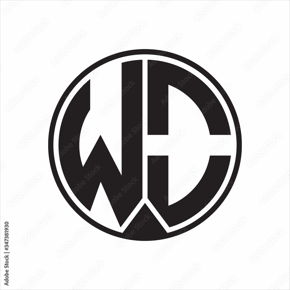 WO Logo monogram circle with piece ribbon style on white background WO Logo monogram circle with piece ribbon style on white background