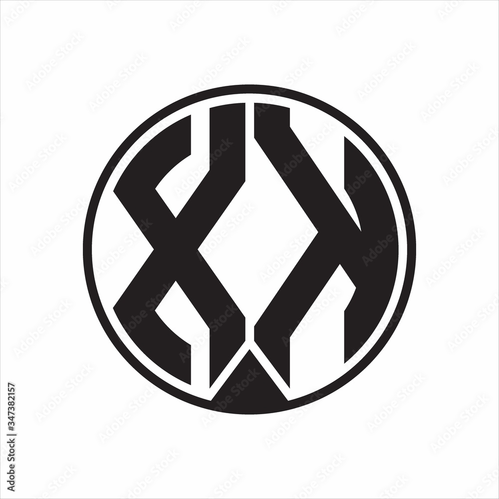 XK Logo monogram circle with piece ribbon style on white background XK Logo monogram circle with piece ribbon style on white background