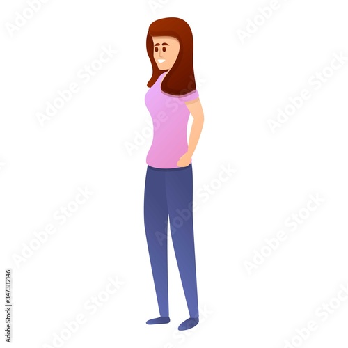 Girl visitor planetarium icon. Cartoon of girl visitor planetarium vector icon for web design isolated on white background
