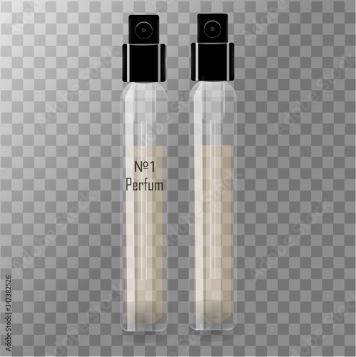Tester for perfume. Letterhead for the logo. Vector illustration.