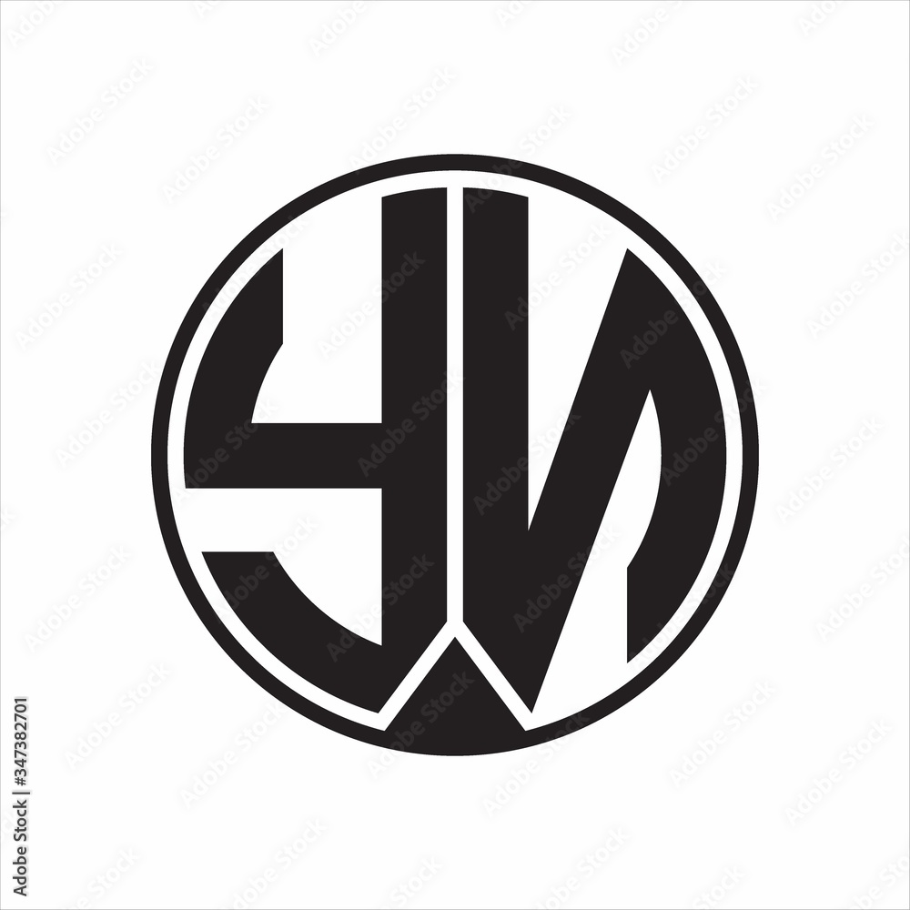 YN Logo monogram circle with piece ribbon style on white background