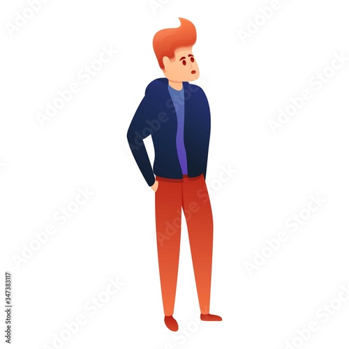 Child at planetarium icon. Cartoon of child at planetarium vector icon for web design isolated on white background