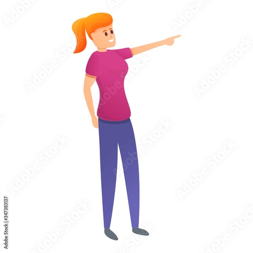 Girl show star at planetarium icon. Cartoon of girl show star at planetarium vector icon for web design isolated on white background