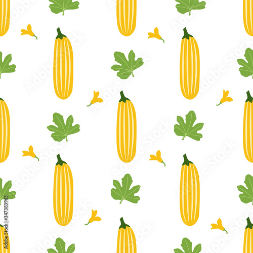 Cartoon Zucchini. Colored Seamless Vector Patterns