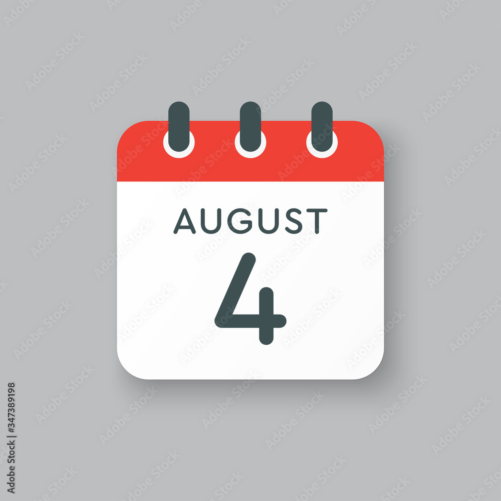 Calendar icon day 4 August, date days of the year Calendar icon day 4 August, date days of the year